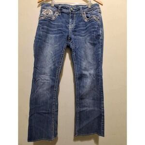 Grace in LA Embellished Bootcut Jeans Women's Size‎ 30 Blue Denim Rhinestone